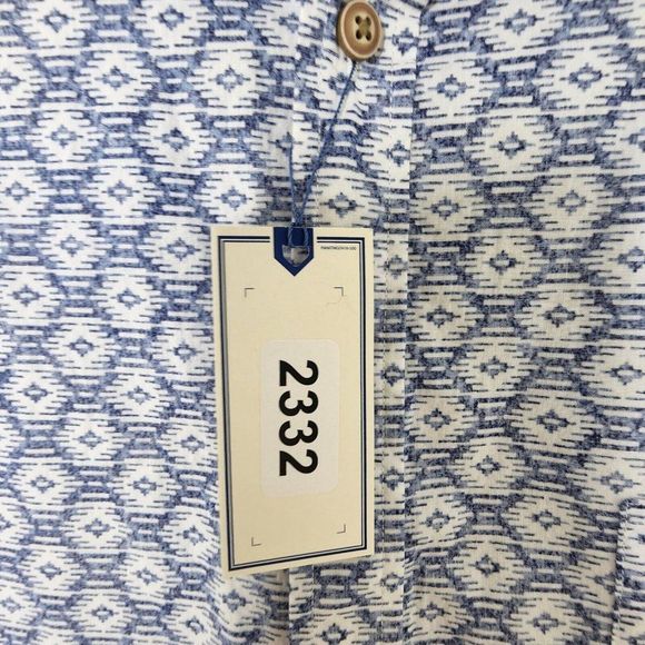 ROWM Big & Tall Mens Short Sleeved Collared Shirt Blue White NWT 2XT Cotton - Picture 8 of 8